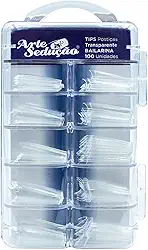 Tips Unhas Postiças para Alongamento Bailarina Realista Transparente, Arte Sedução, 100 Unidades