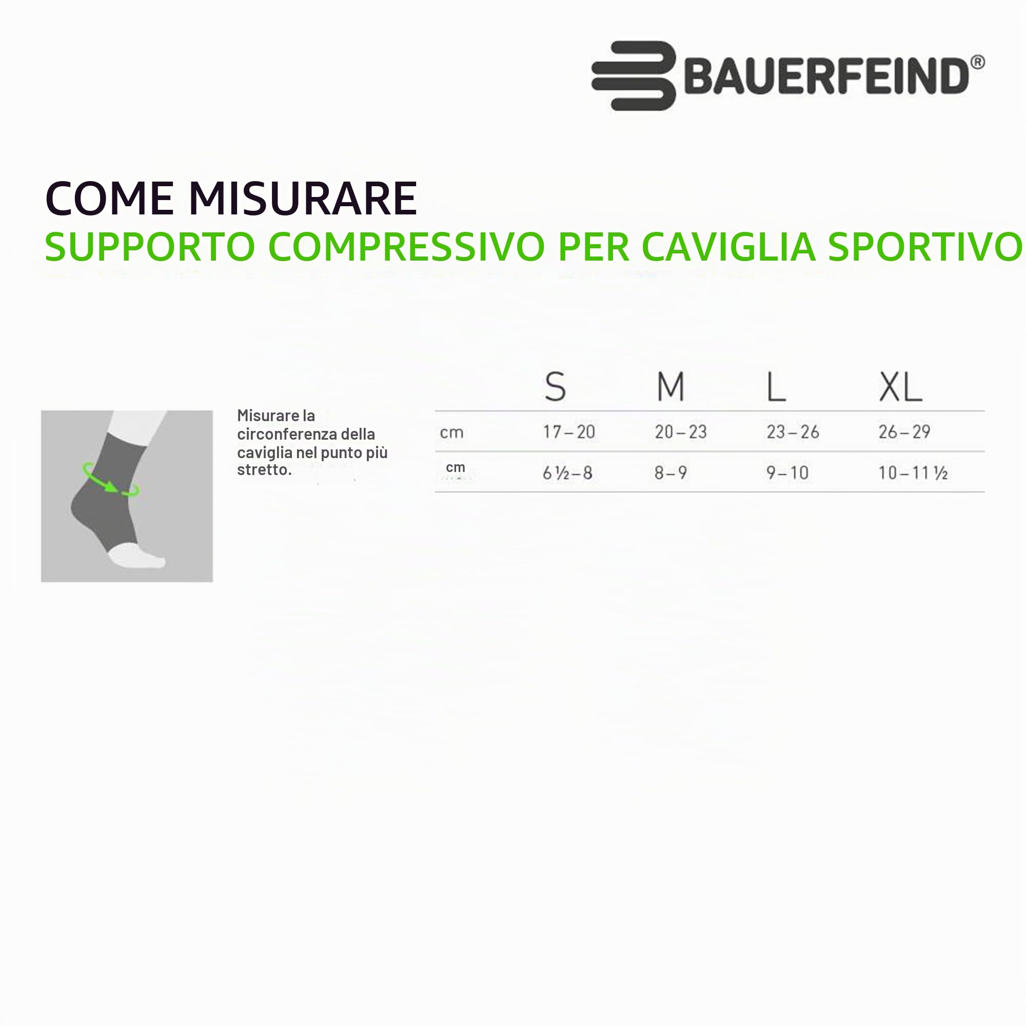 Bauerfeind Custodia per la caviglia "Sports Compression Ankle Support", 1 fascia unisex per caviglia con compressione, protezione per la caviglia, per corsa, fitness e sport da palla, indossabile a