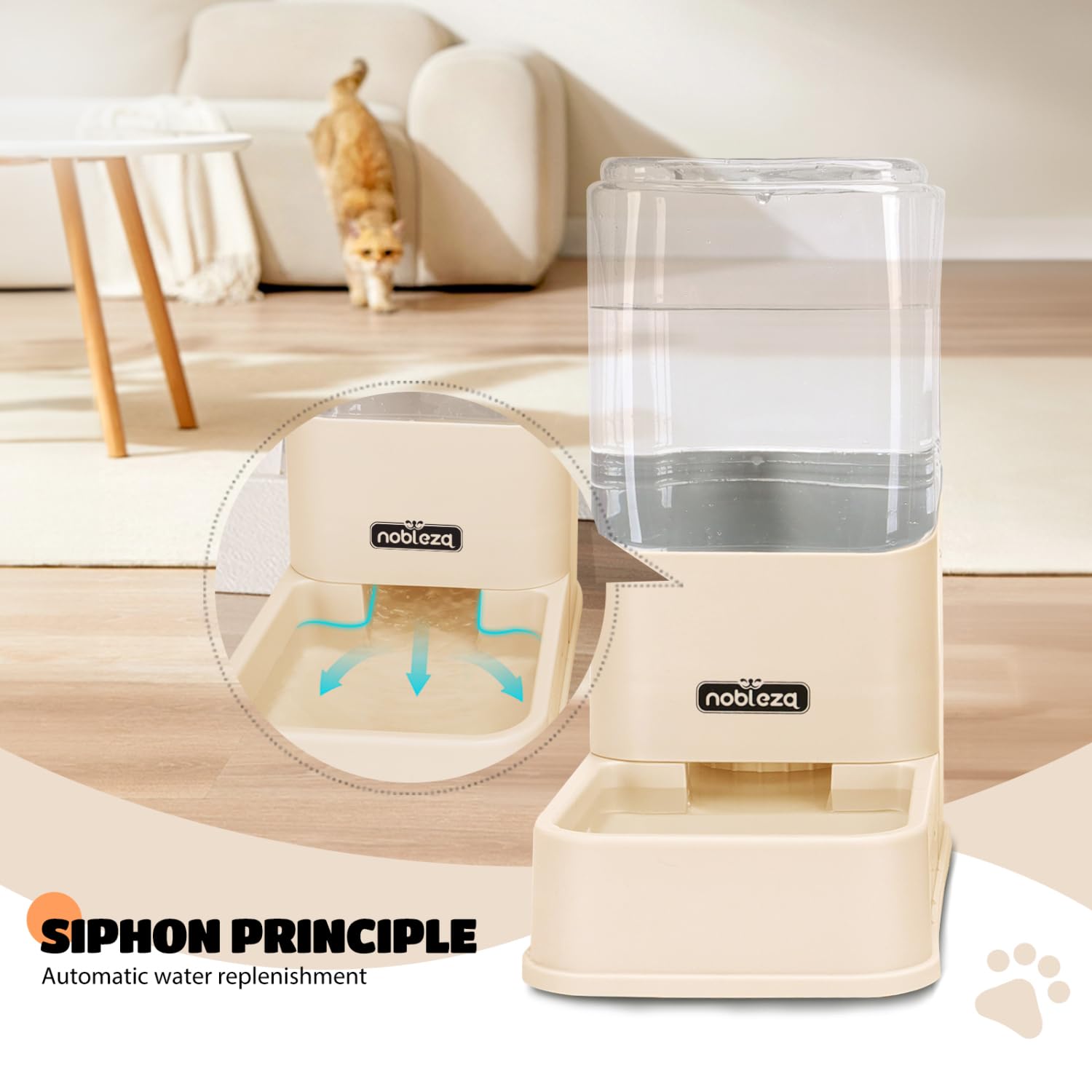 Nobleza Wasserspender Futterspender für Katze und Hund, 3.8L Automatischer Trockenfutterspender Wasserspender für kleine und mittelgroße Haustiere,