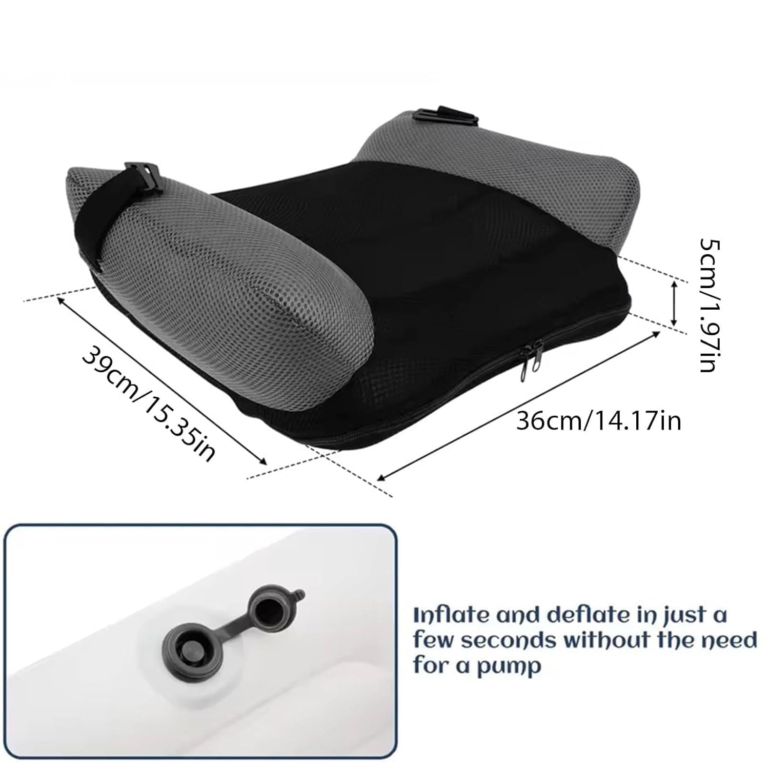 Coussin de siège gonflable pour enfants,coussin de siège de voyage, coussins de pression pour siège de voiture, coussin gonflable pour la conduite, accessoires de voiture pour les voyages (noir)