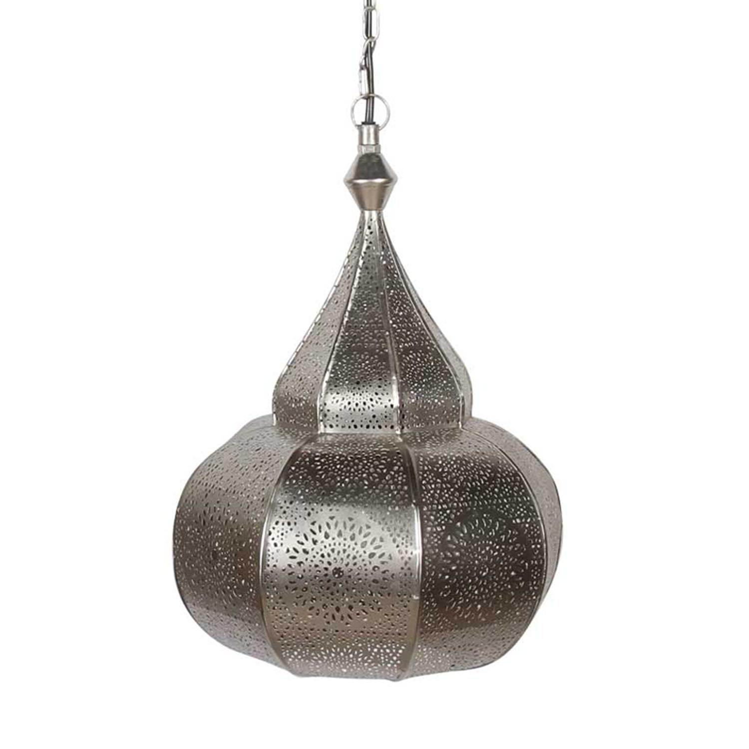 Casa Moro Orientalna lampa LAYOUNE srebrna z metalu, stylowa lampa wisząca w kształcie kropli marokańska lampa wisząca z 1001 Noc Dekoracyjne oświetlenie na Wielkanoc, Dzień Matki LN3020