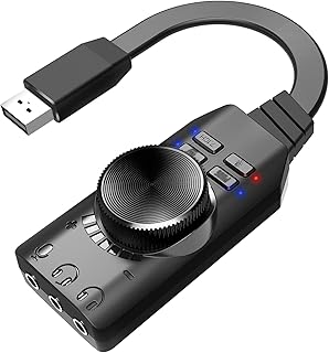Staright GS3 USB 2.0 Placa de Som Externa Adaptador de Placa de Som Virtual 7.1 Canal Plug and Play com Fones de Ouvido Conectores de Microfone Controle de Mute Mic Games Versão de Atualização