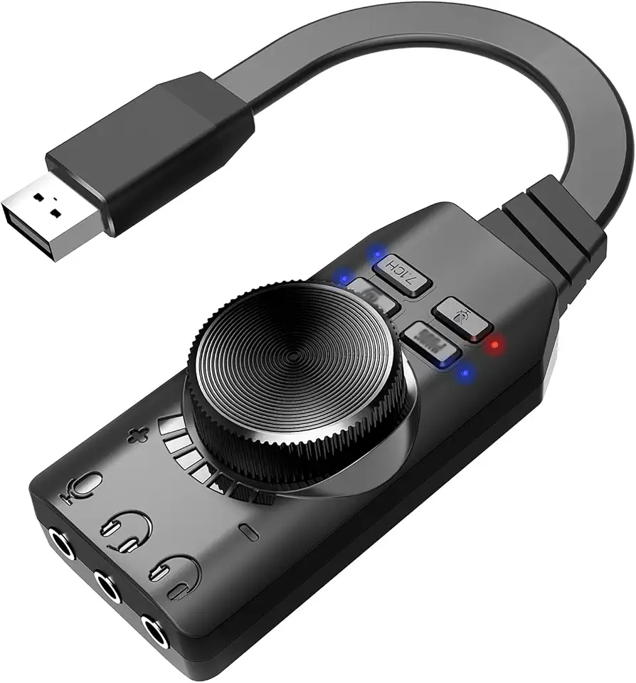 GS3 USB 2.0 Placa de Som Externa Adaptador de Placa de Som Virtual 7.1 Canal Plug and Play com Fones de Ouvido Conectores de Microfone Controle de Mute Mic Games Vers?o de Atualiza??o