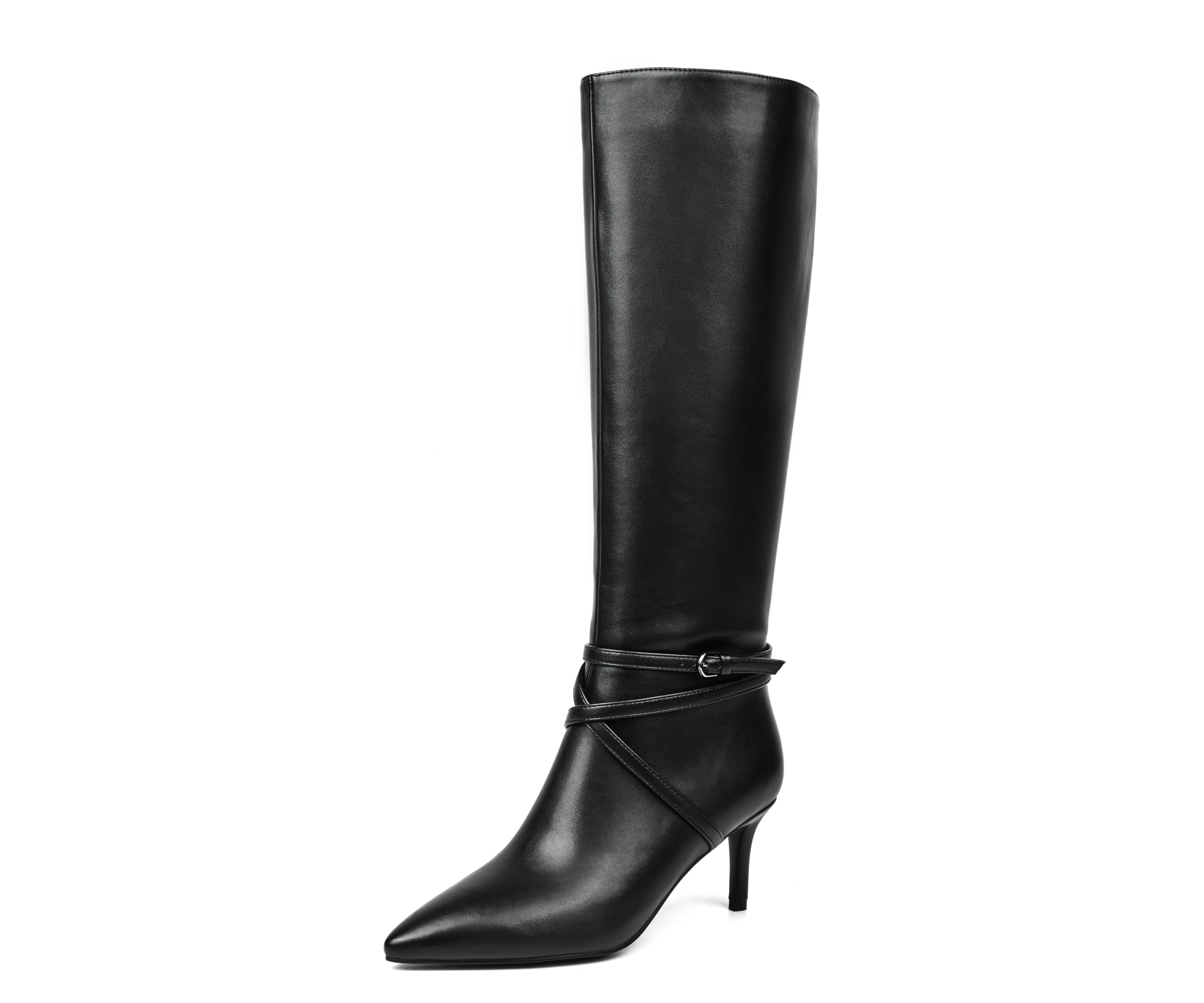 Womens Knee High Boots Stiletto Low Heel Inside Zipper Tall Boots Daily Dressy Black Knee High Boots for