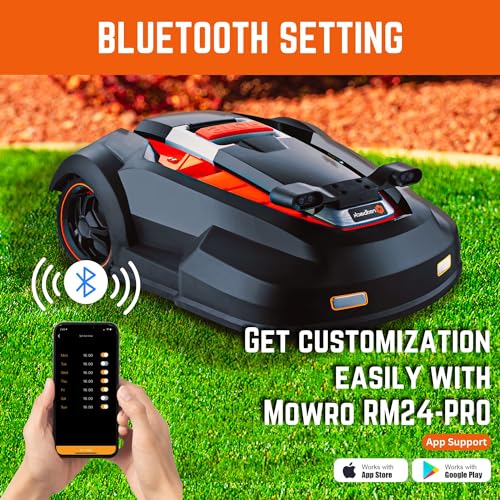 MowRo RM24PRO Robot Lawn Mower with Bluetooth App Control Ultrasonic Sensor Metal Plate 1/4 Acre 20 Degrees Slope for Small to Medium Yards - Image 3