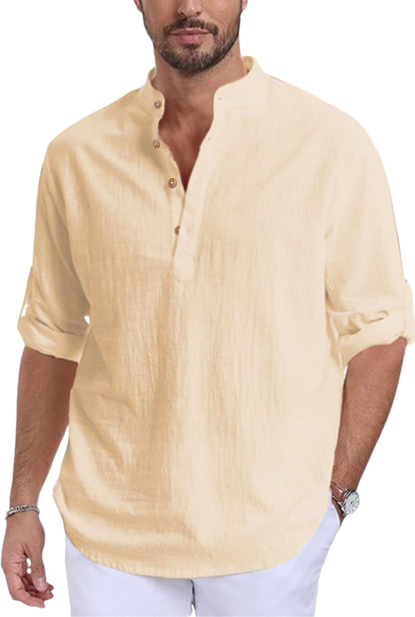Men Pure Cotton Slim Fit Full Sleeve Short Kurta | Super Soft Stylish Kurta for Any Occasions (KRTBTN20)-picture-16