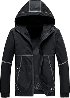 Mymyguoe Softshell Jacket Men's Rain Jacket Lightweight Water-Repellent Outdoor Jacket Sweat Jacket Cardigan Windbreaker with Zip and Hood Bicycle Rain Coat with Breathable and Water-Repellent