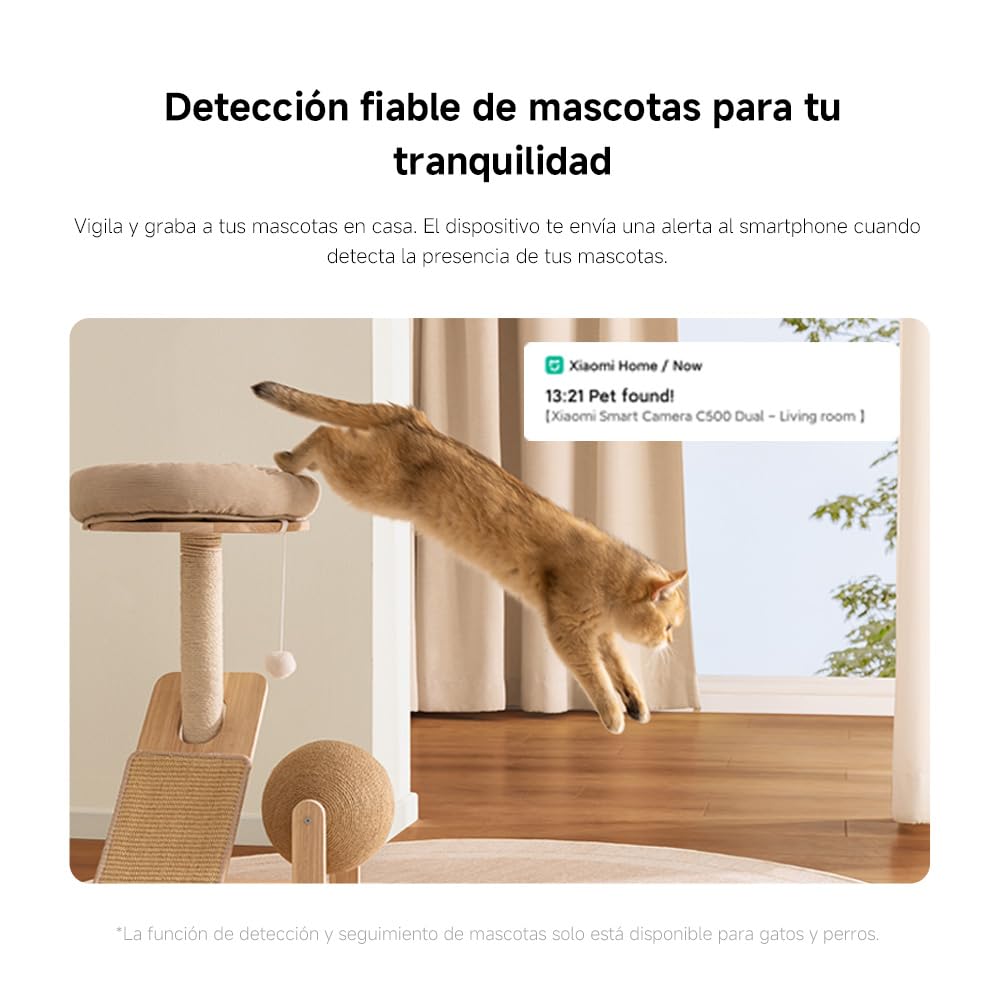 XIAOMI C500 Dual Camara Vigilancia WiFi Interior, Doble 4MP Barrera Virtual | Camara Vigilancia Detección De Personas/Mascotas, Visión Nocturna A Color Starlight, Audio Bidireccional, WiFi 6 2,4/5 GHz