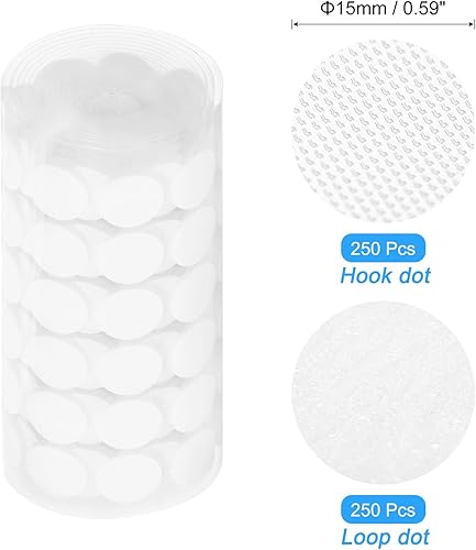 Miniatura 8 de uxcell Puntos autoadhesivos, 750 pares de 0.39 pulgadas, cintas de mezcla de tela de gancho y bucle, pequeños puntos redondos para aula, oficina,