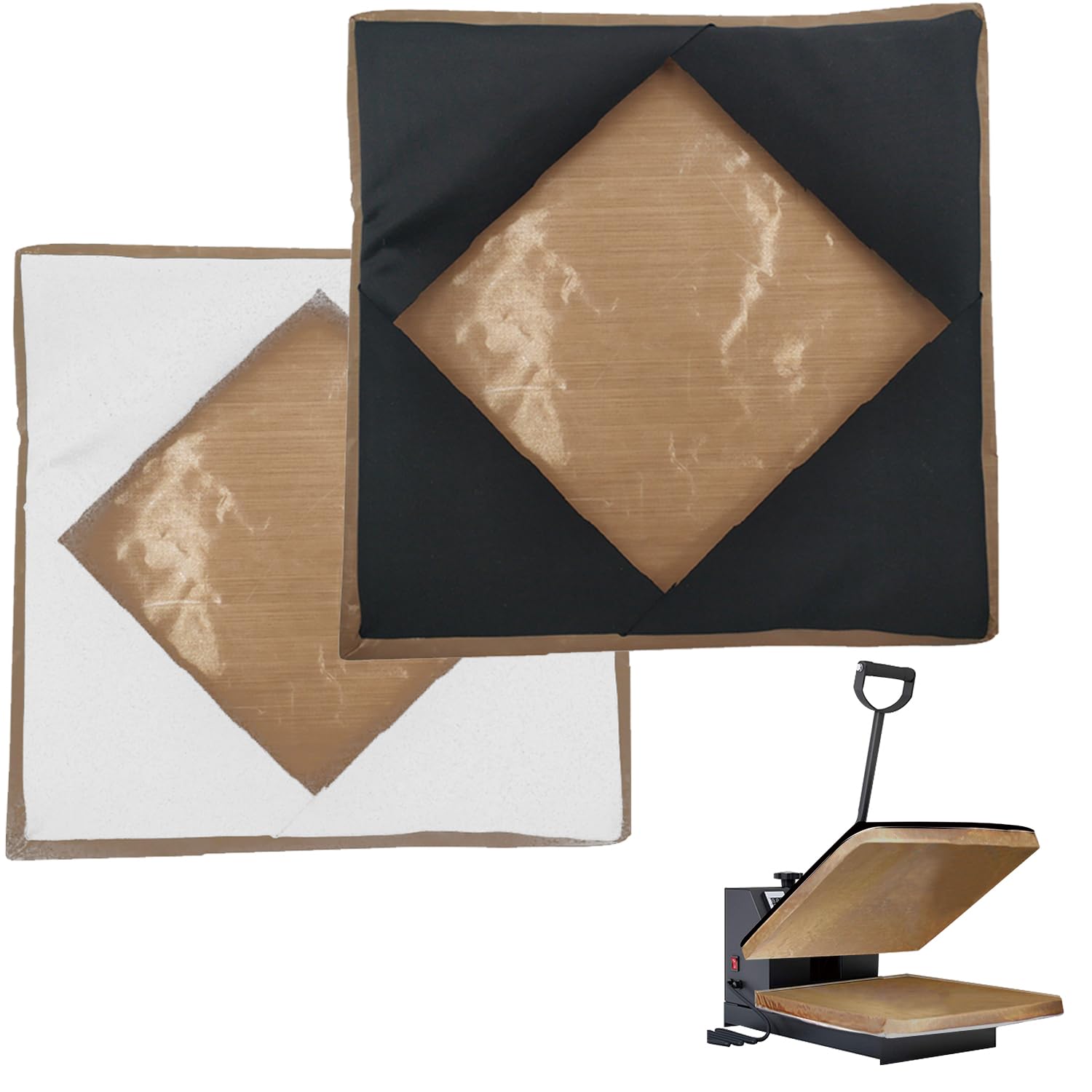 Cubierta protectora para platina de prensa térmica, versión mejorada, antiadherente, resistente al calor, de teflón para proteger la placa de la máquina de prensado térmico de sublimación de residuos de tintas y adhesivos, paquete de 2, 15 x 15 pulgadas