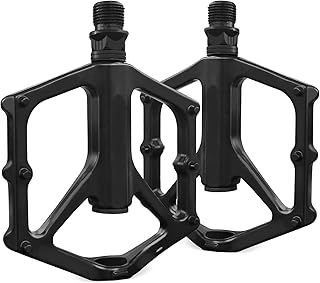 RainFlowwer RainFlowwer 14mm Non-Slip Lightweight Aluminum Alloy Bicycle Pedals,Road/MTB Flat Pedals,Mountain Bike Pedals,Fits 9/16" Road Mountain BMX MTB Bike Pedal(Black)