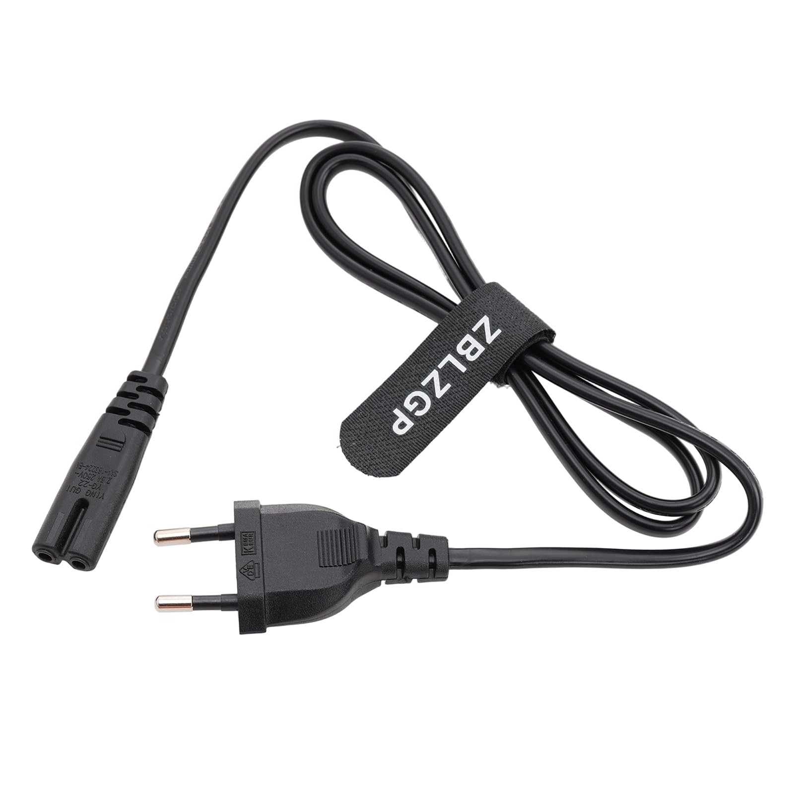 Cable de alimentación euro de CA de 250 V, 2 pines, C7 hembra VDE CEE 7/16 enchufe a C7 EU cable de alimentación certificado para computadora portátil, batería de cámara (CEE7/16 a C7,