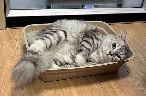 Miniatura 6 de Caja de arena desechable para gatos (paquete de 3), caja de arena desechable y bandeja de arena de papel para gatos, hámster, conejillo de indias,