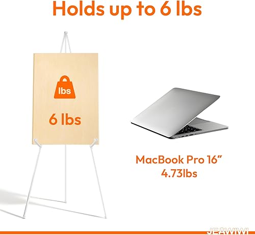 Miniatura 3 de Soporte de caballete blanco de 3 piezas para letrero de boda, 66 pulgadas, ligero, ajustable, soporte de cartel de arte para exhibir letrero