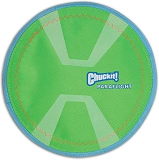 Chuckit! Paraflight Flyer Dog Frisbee for Long Distance Fetch Orange/Blue 2 Sizes