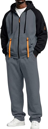 Men's Tracksuit Casual Sweatsuit 2 Piece Athletic Full Zip J