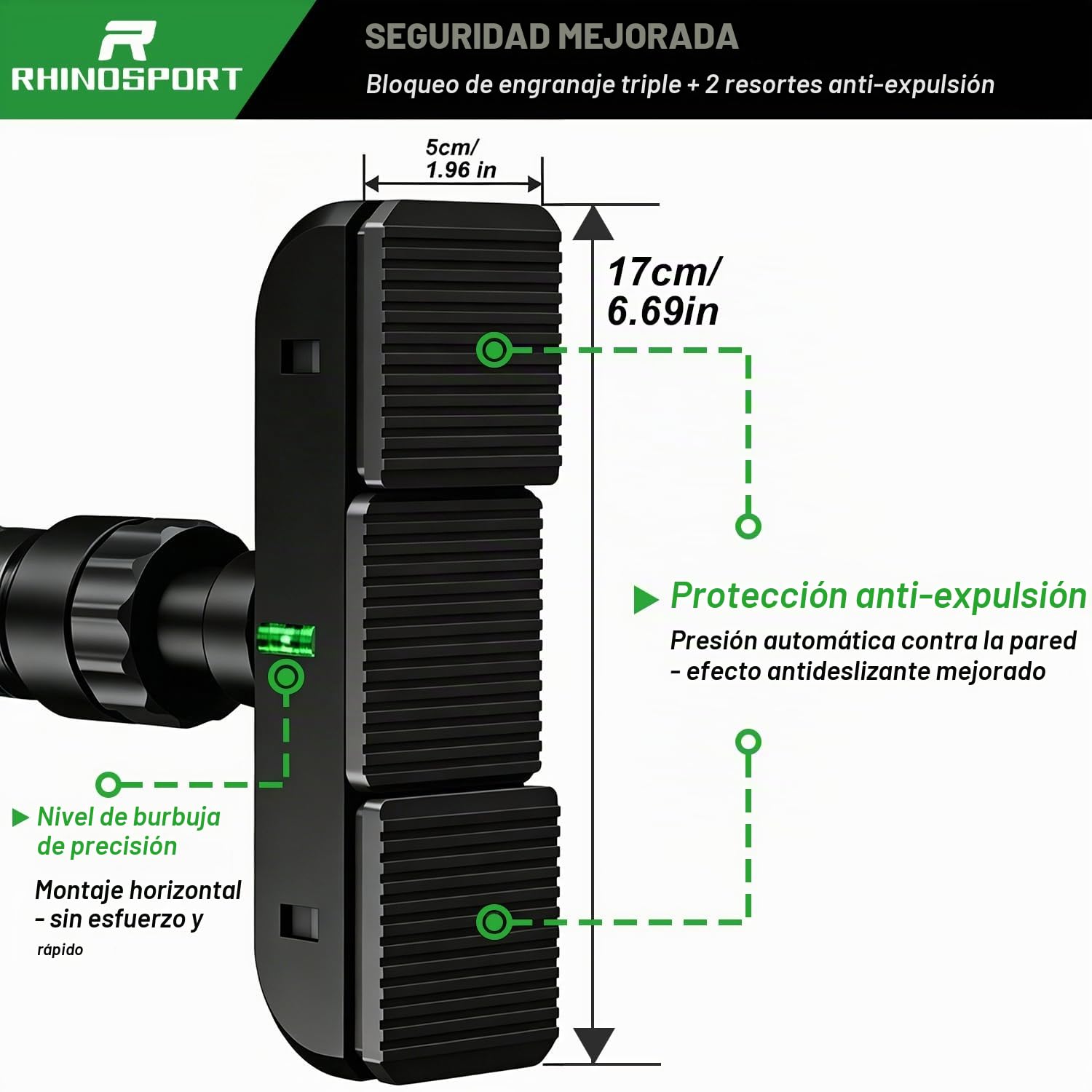 RHINOSPORT Barra de dominadas para puerta sin tornillos con nuevo candado giratorio para rueda dentada, barra de dominadas ajustable de 69 a 92 cm, capacidad de carga de hasta 200 kg