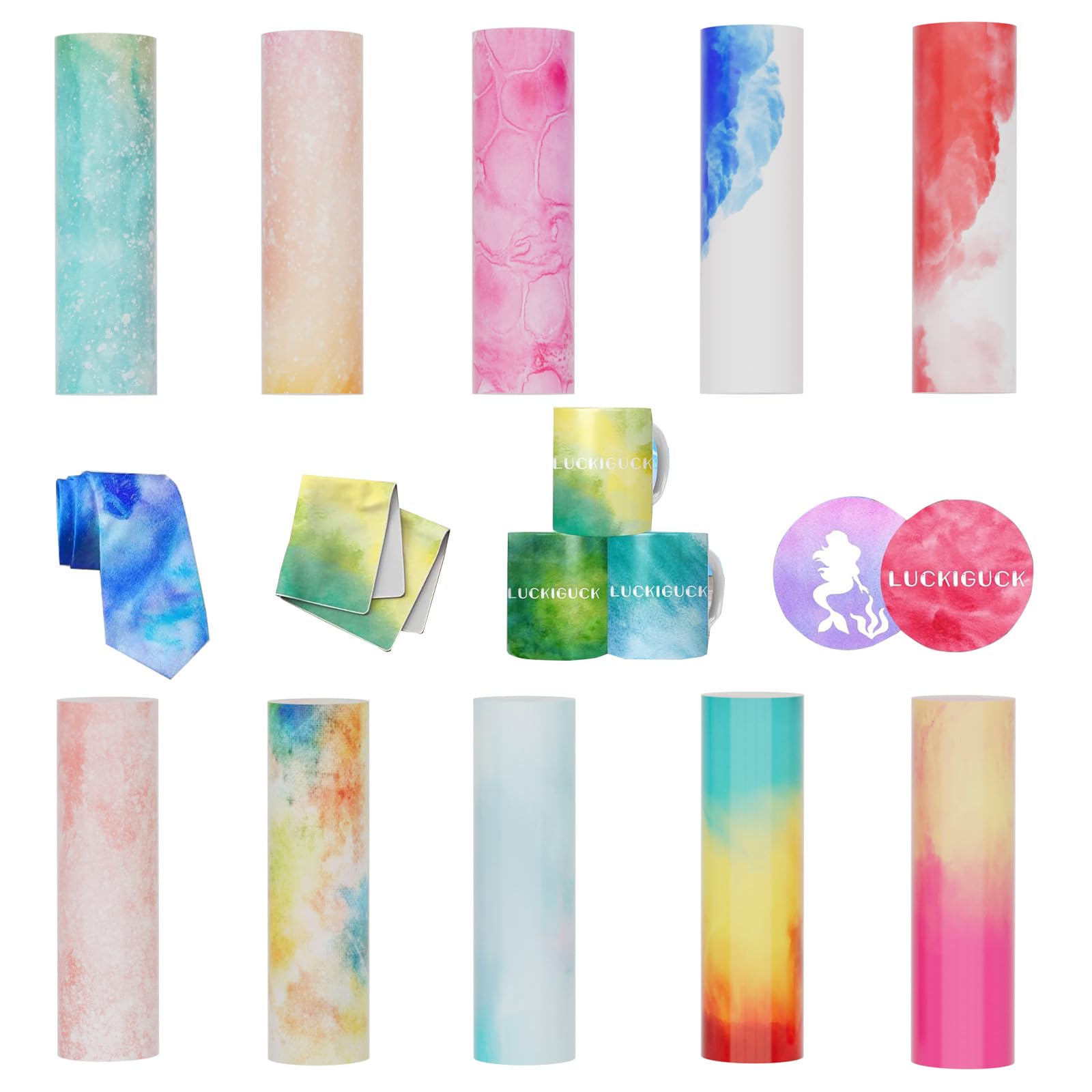 Infusible Transfer Ink Sheets, 10 Fogli di Inchiostro Infusibili per Pressa a Caldo 11,5 x 30,5 cm, Carta di Trasferimento Insolubile a Sublimazione Tinta per T-shirt, Tazze (Acquerello)