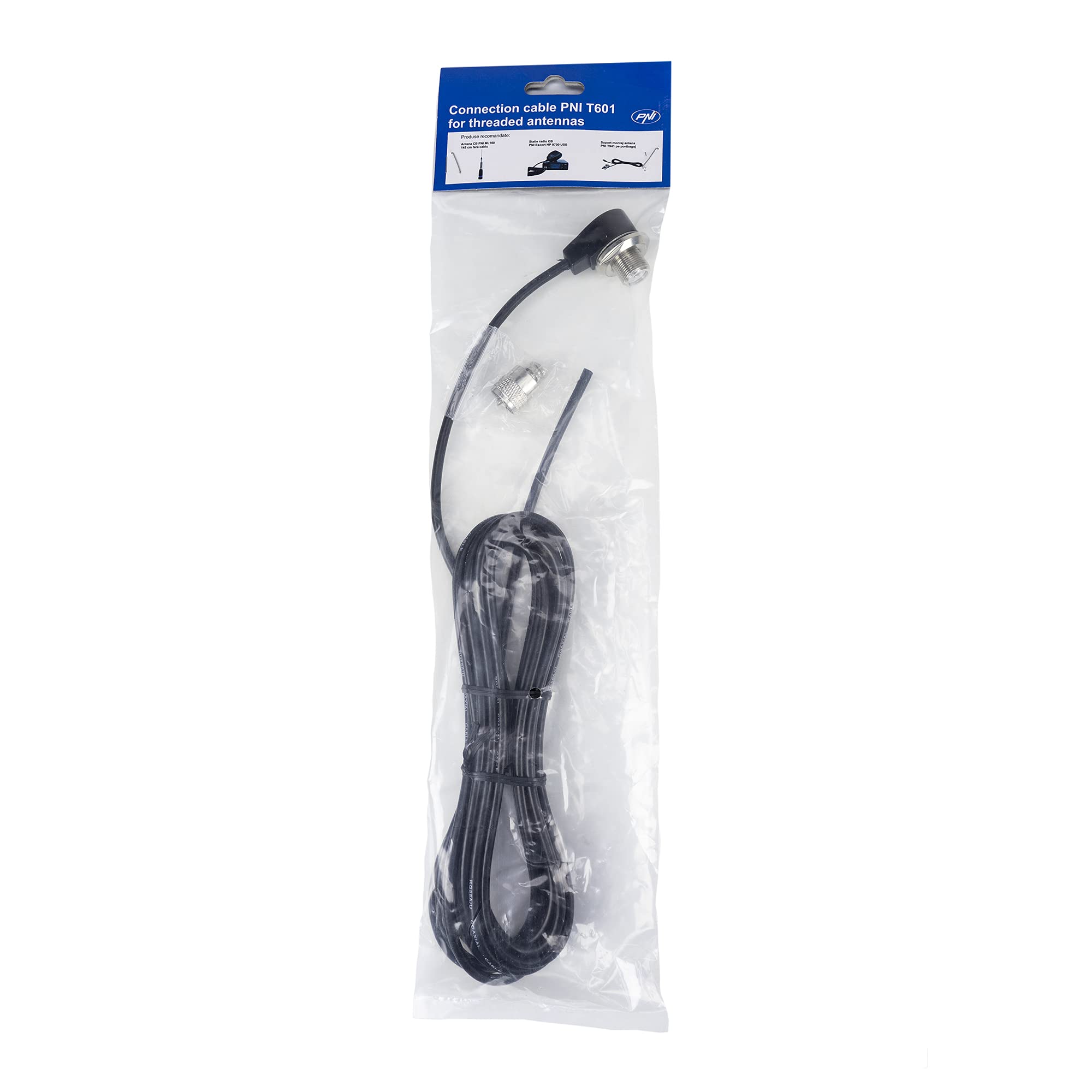 Paquete de Antena CB PNI ML160, 145 cm y Cable de conexión PNI T601 de 4 Metros de Longitud para Montaje en Soporte Fijo