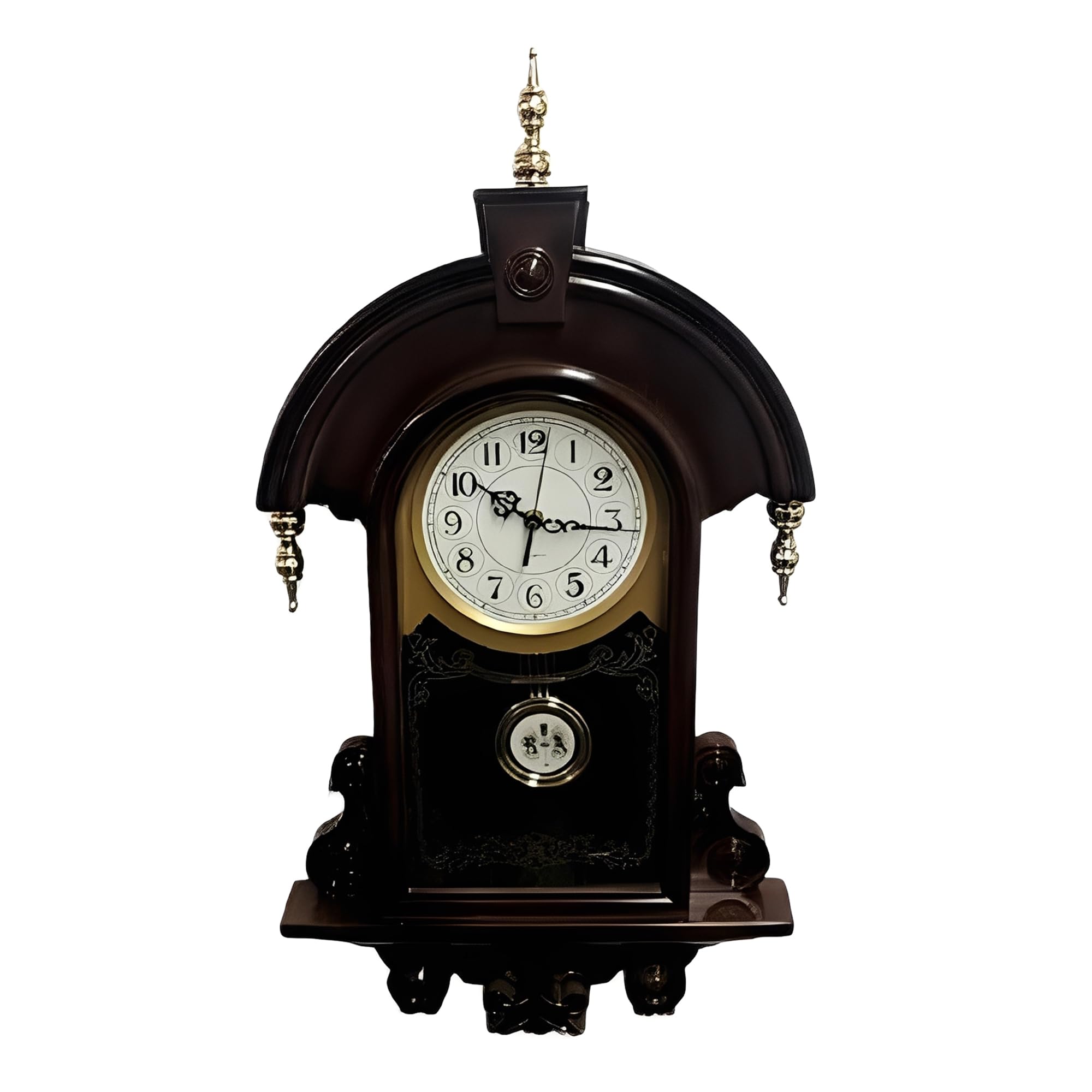 Horloge murale à pendule vintage dorée marron de 67 cm pour déco de séjour