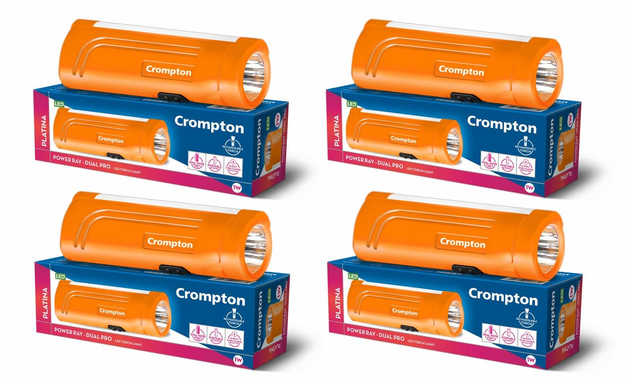 Crompton Rakshak Pro Torch - Rechargeable LED Light (Pack of 2) -4