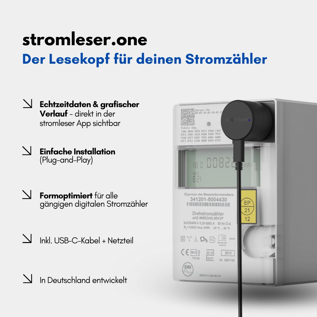 one mit Hutschienen - WLAN Stromzähler auslesen IR Lesekopf mit App | Verbrauchstracker für Balkonkraftwerke & Zuhause Smart Home Messgerät Energiemonitor Plug & Play