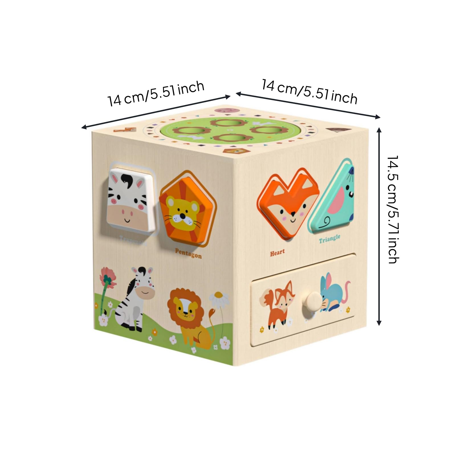 Qianly Cubo attività Educativo Apprendimento Precoce Cubo Multiattività in Legno Coordinazione Occhio-Mano Classificatore di Forme in Legno