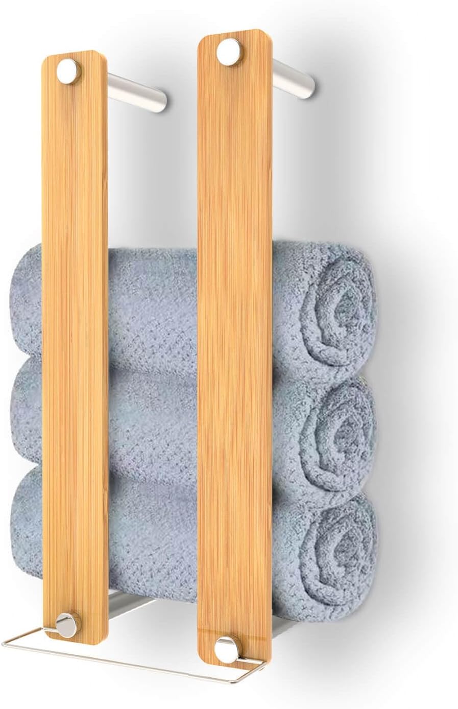 Amazon.com: CJAID Towel Rack Bamboo 17" for Bathroom Wall Mounted ...