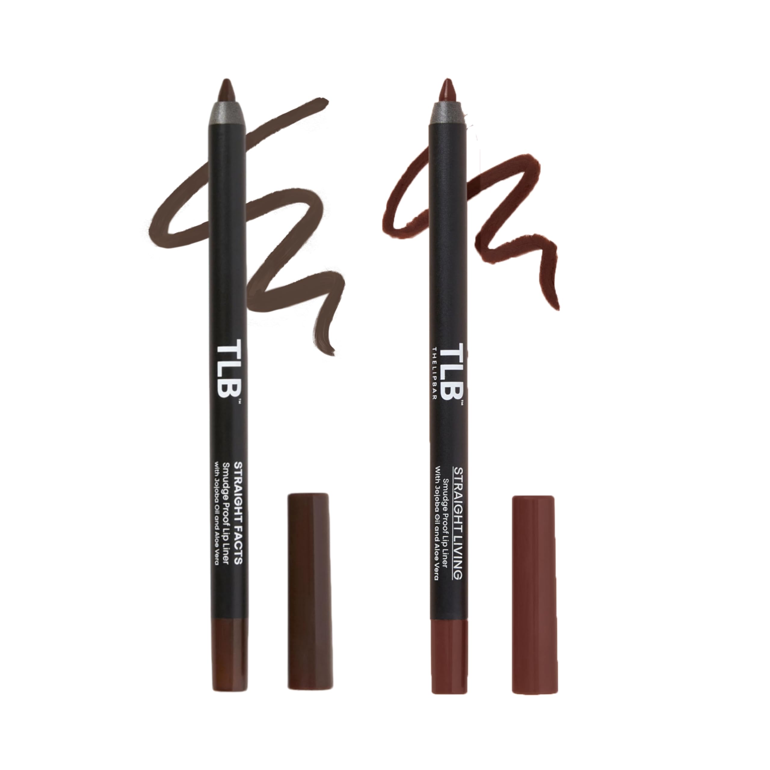 The Lip Bar - Lip Liner 2 Pack Straight Facts + Straight Livin - Smudge Proof & Water Resistant - Jojoba Oil, Aloe Vera, Coconut Oil, Vitamin E - Vegan, Cruelty Free - .042 oz