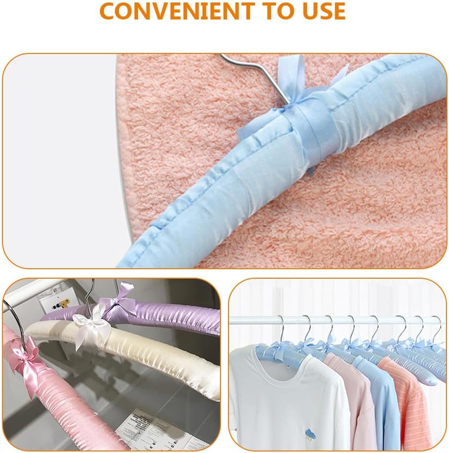 4pcs Blouse Hangers Silk Clothes Skid Proof Suit Hangers Satin Padded Silk Wedding Dress Household Clothes Upholstered Sponge Bride Non-Slip Mat