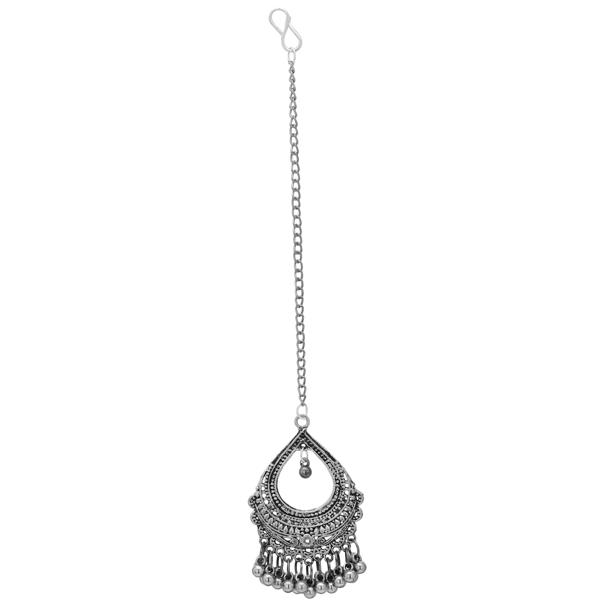 Shreyadzines Ethnic Wedding Bridal Eid Sale Oxidized Silver Maang Tikka for Women and Girls (B07QSBQDJP) Amazon Price History, Amazon Price Tracker