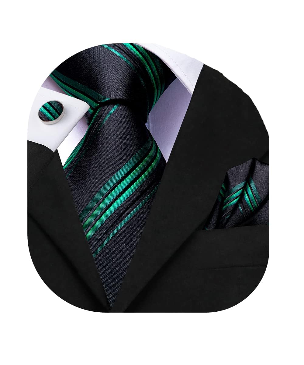 DubulleExtra Long 63" Tie for Men with Pocket Square Cufflinks Big and Tall Necktie Set
