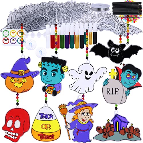Attrape-soleil Halloween Winlyn lot de 27 kits de peinture de vitraux pour activité enfant