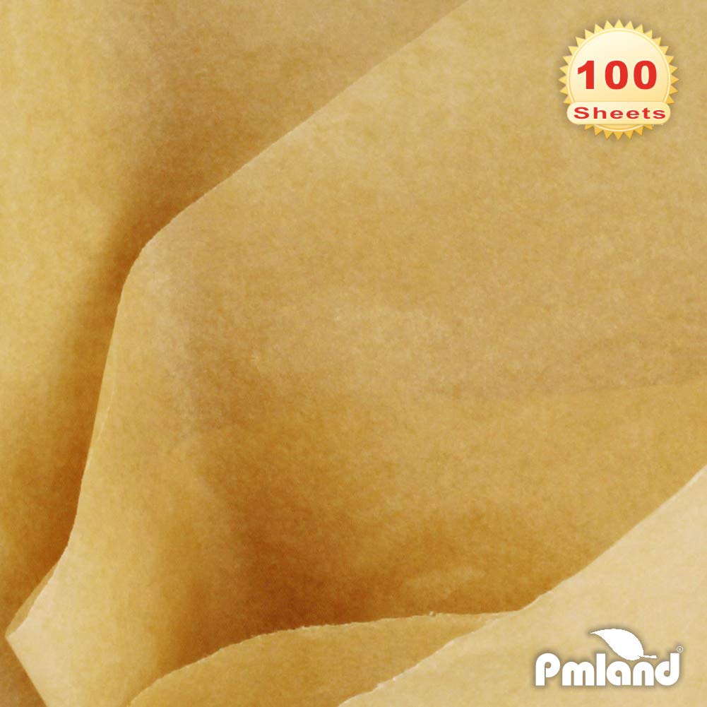 PMLAND 100 hojas de papel de seda marrón claro a granel, 20 x 15 pulgadas, papel de seda de doble cara para envolver bolsas de regalo, manualidades, bodas, fiestas y decoraciones de vacaciones