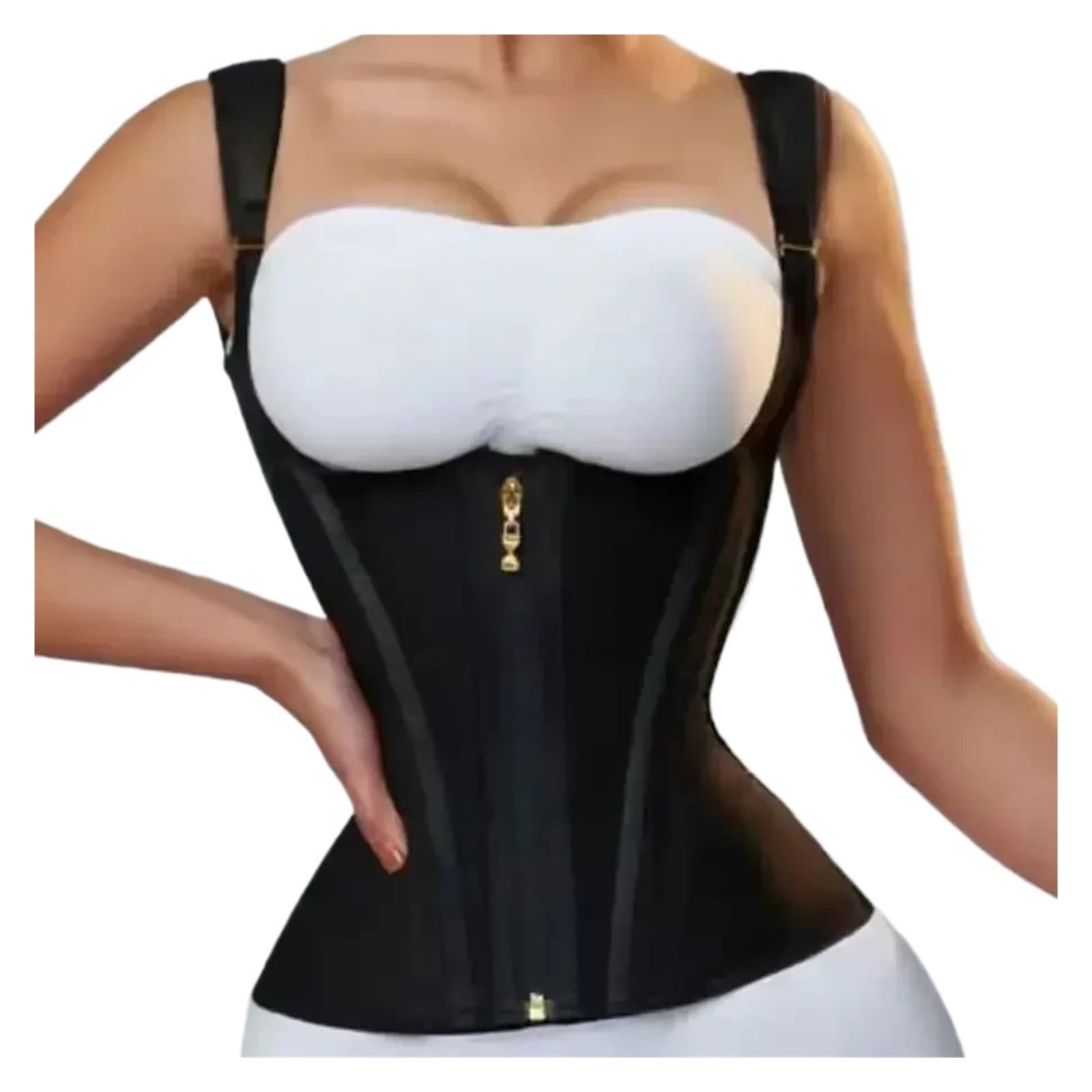 Fascia Addominale per Donna Top modellante con cerniera e cintura addominale 15 ossa in rete altamente elastica