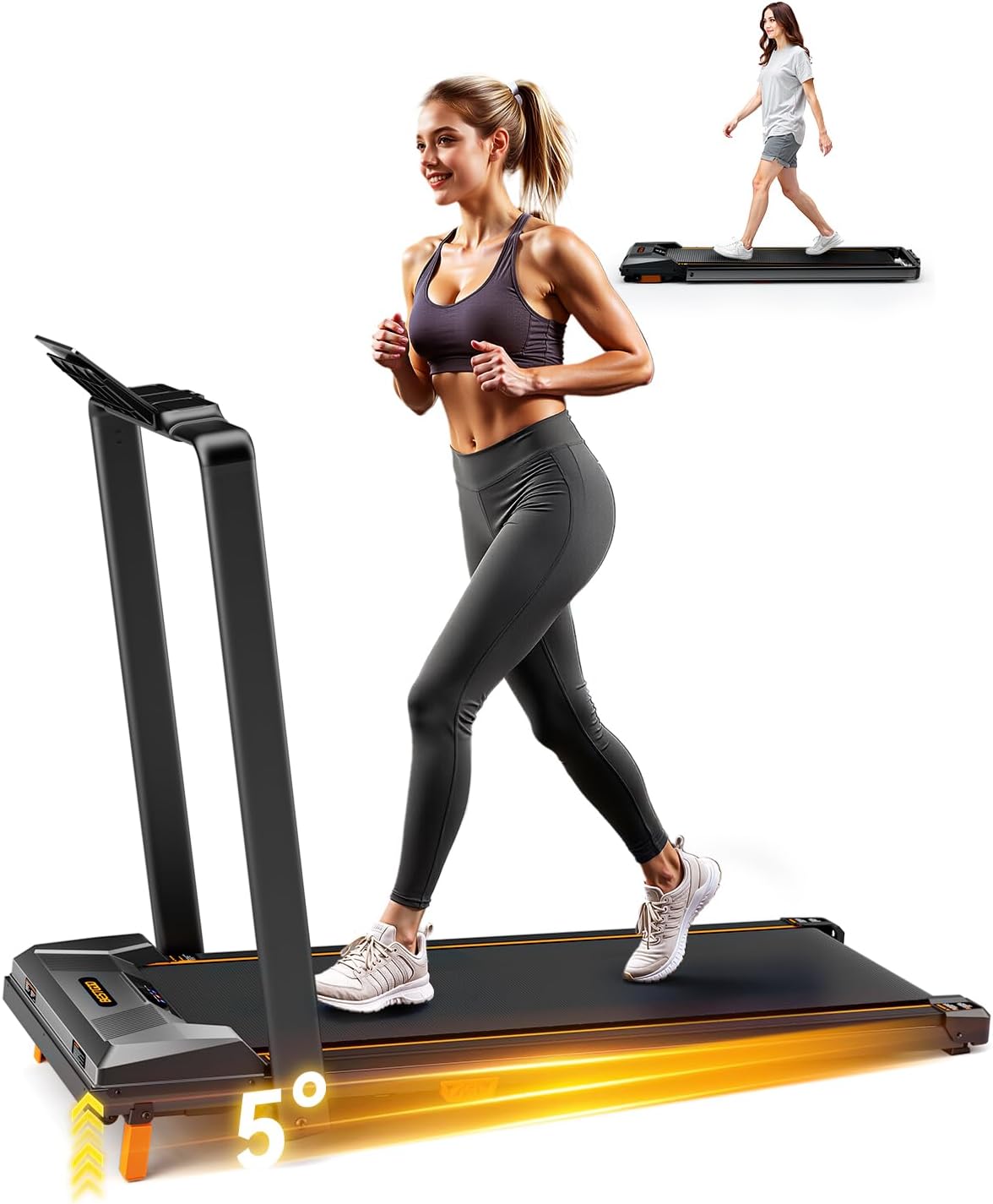 Caminadora Plegable BestGod con Barra y 5% Inclinación Manual