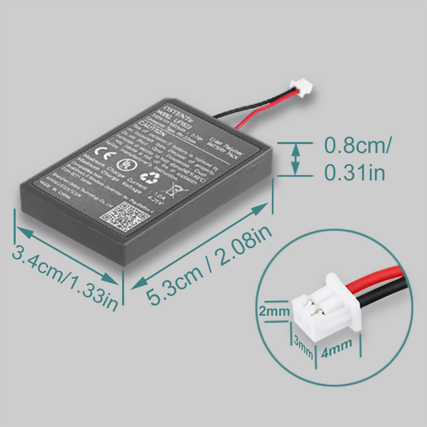 OSTENT 1000mAh 3.65V 3.7Wh Recargable Li-Ion Batería de Repuesto para Sony PS4 Pro/Slim CUH-ZCT2 Serie Bluetooth Wireless Dual Shock Controller Segunda Generación Nueva Versión Pequeño Conector