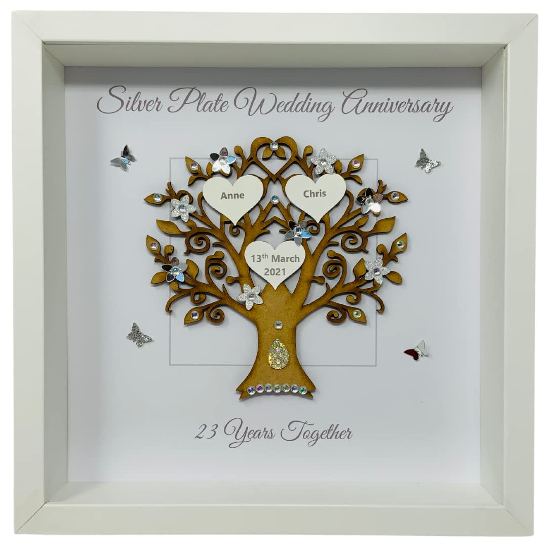 23Rd Anniversary Gift For Wife Husband Couple, Personalised Handmade Frame,  Silver Plate Wedding Anniversary Gifts For Her Him Girlfriend Boyfriend 23  Years Together - Various Designs (Message) : Amazon.co.uk: Handmade Products