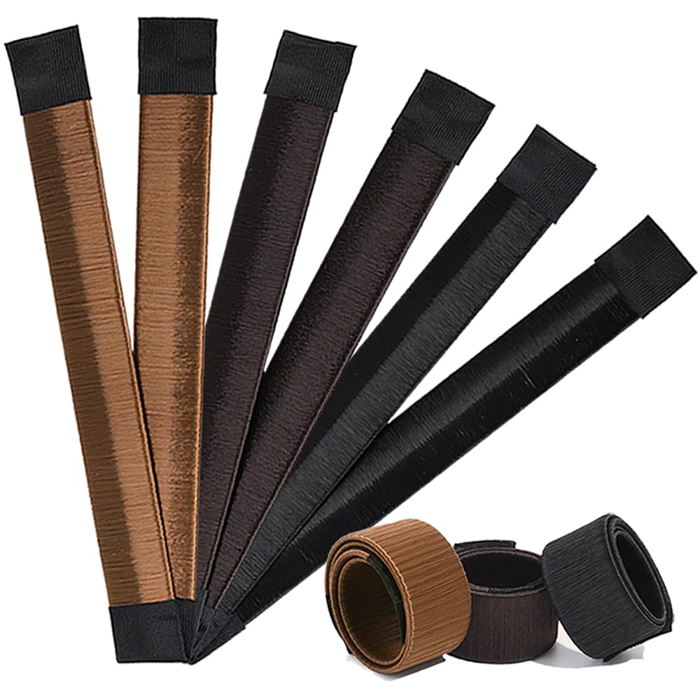 Set di 6 fasce per chignon, facili e veloci da piegare, ideali per realizzare acconciature fai da te (tre colori)