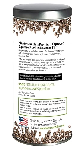 Miniatura 2 de Maximum Slim Premium - Polvo de espresso instantáneo  Granos 100% arábica de sabor intenso y rico, sin OMG, sin gluten, café de tostado medio