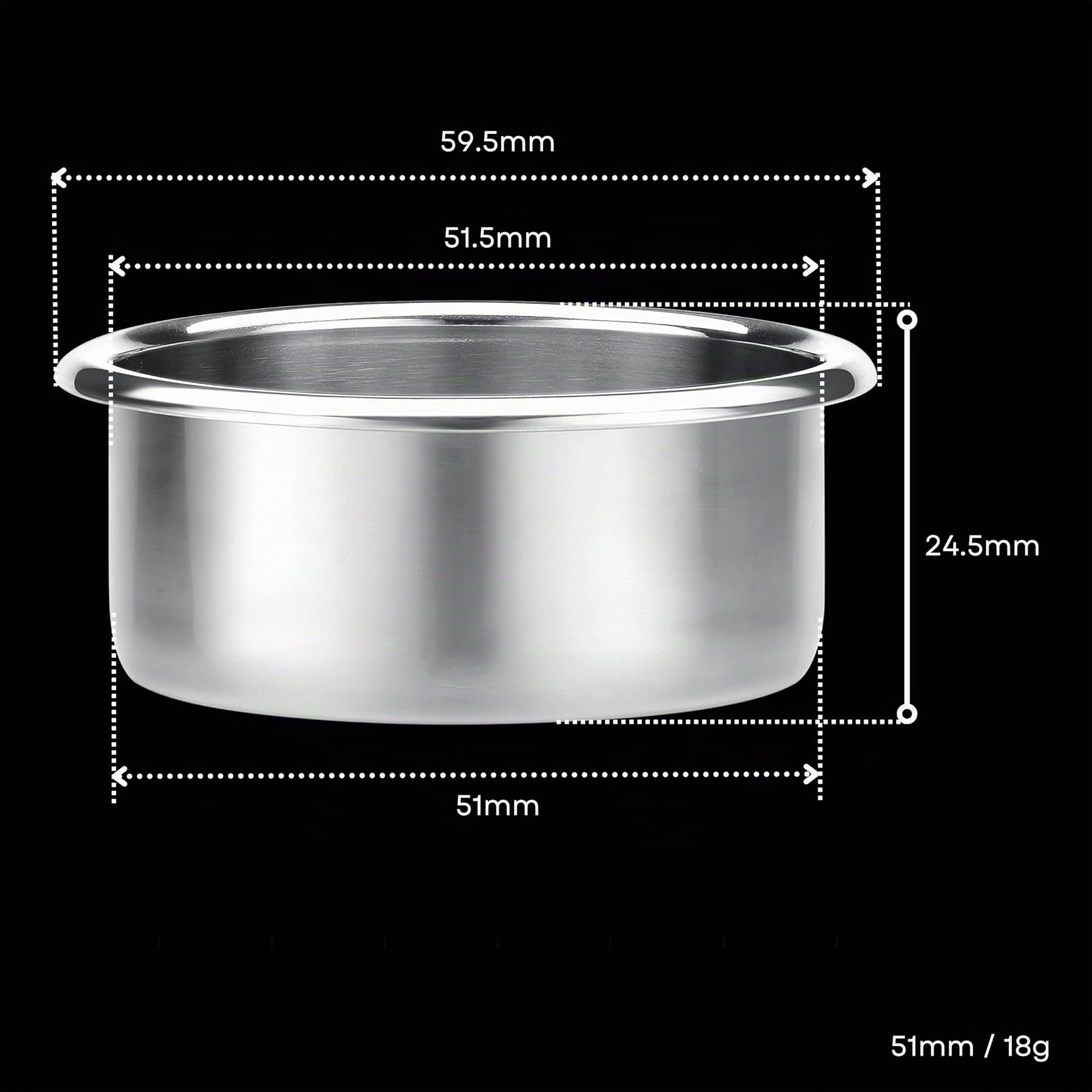 Normcore Filtro de precisión de alta extracción de 51 mm, filtro de café de cesta de portafiltro, portafiltro sin fondo de 18 g, se adapta a café de 18 gramos para máquinas de espresso de 51 mm, acero