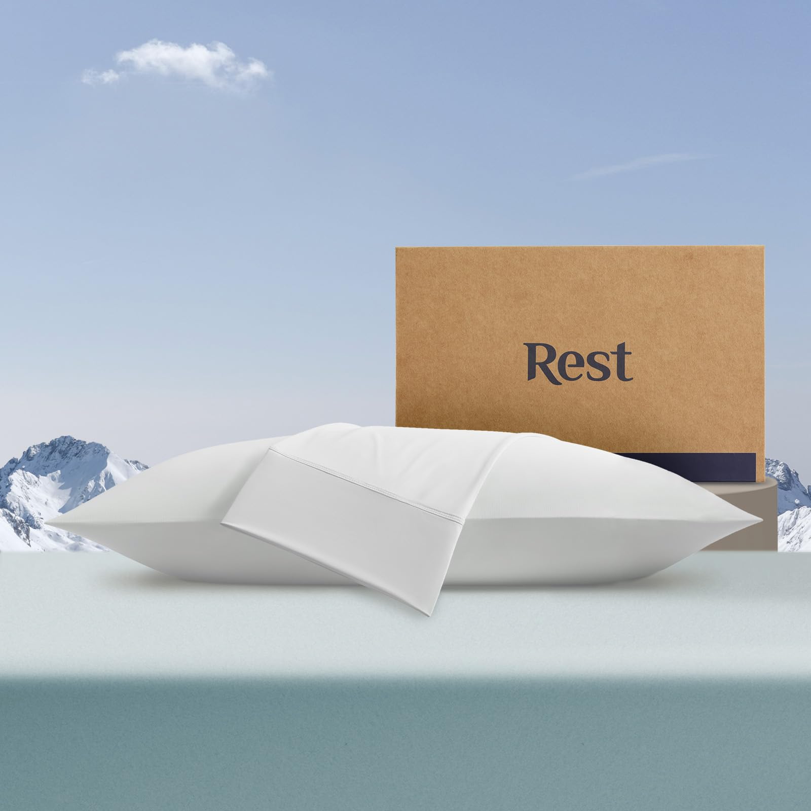 REST Evercool+ Cooling Pillowcases, Silver Infused Fabric for Fresh & Hygienic Sleep, Ultra Smooth for Better Skin & Hair, Stretchy for Snug Fit, Holiday Present, Easy Care, Arctic White, King 19"x35"