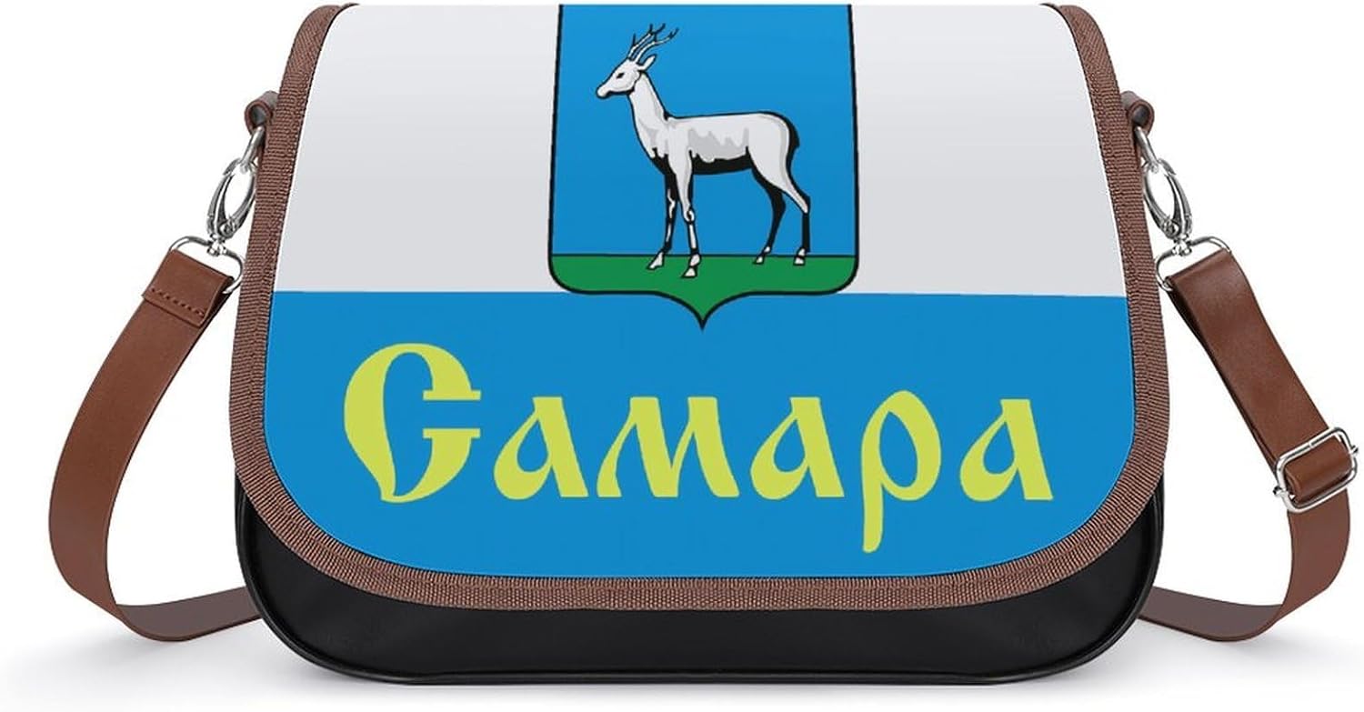 Flag of Samara Women Crossbody Purse Leather Messenger Bag Handbags Shoulder Strap Bags