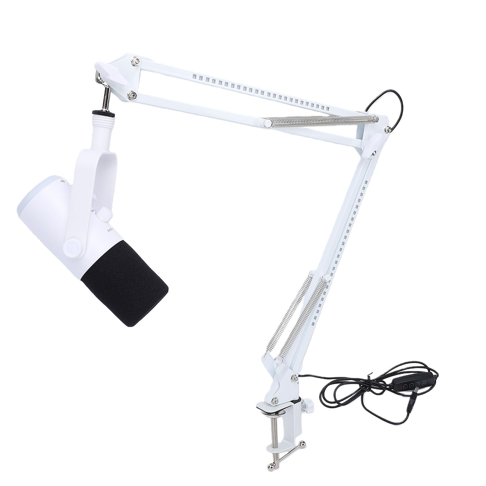 Keenso Gaming-USB-Mikrofon, Kunststoff-Metall-Kondensatormikrofon mit RGB-Galgenarm und Lautstärkeregler, PC-Gaming-Mikrofon für Streaming-Podcast-Aufnahmen und Voice-Chat (White)