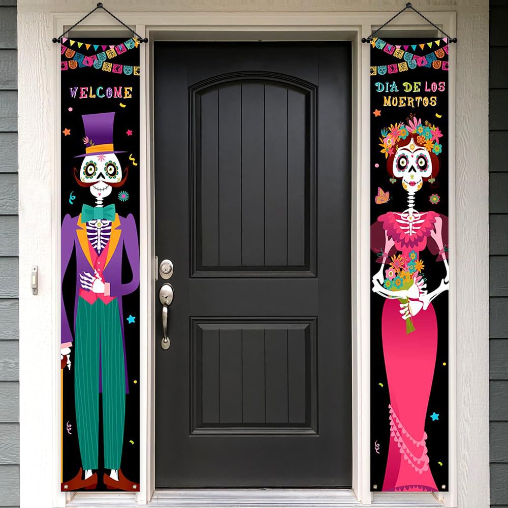 Halloween & Dia De Los Muertos Banner 178 X 30,5 Cm – Bunte Totenkopf-Deko Für Tür, Wand & Party
