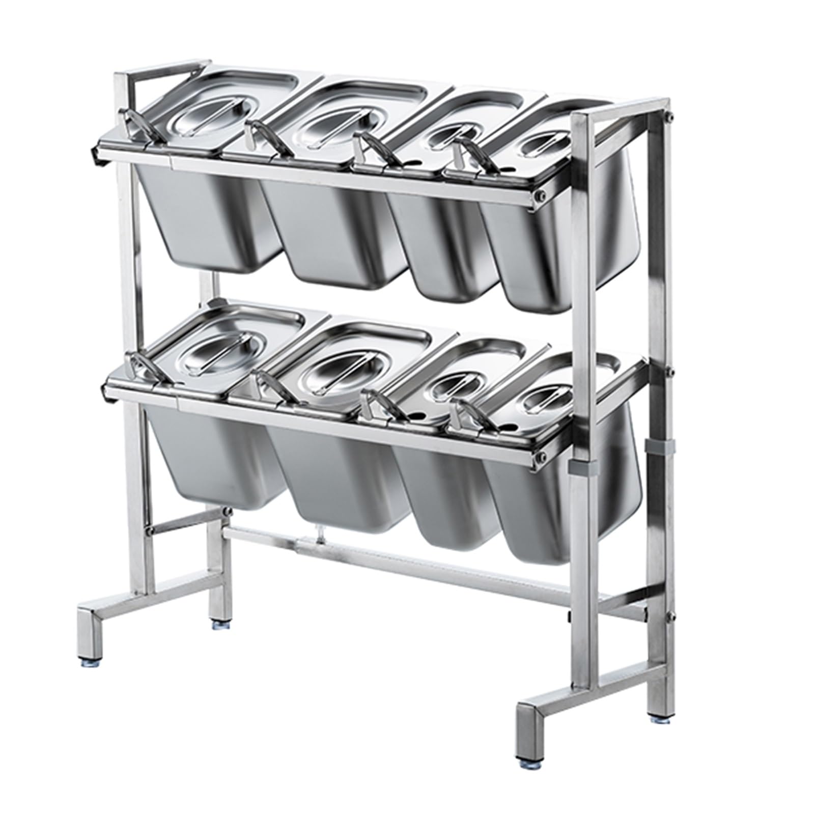 GOCHUSX Pizza Topping Station, Side Dish Container Stainless Steel With Lid, Ingredients Food Container Condiment For Restaurants, Hot Pot Shops, Milk Tea Shops(L)