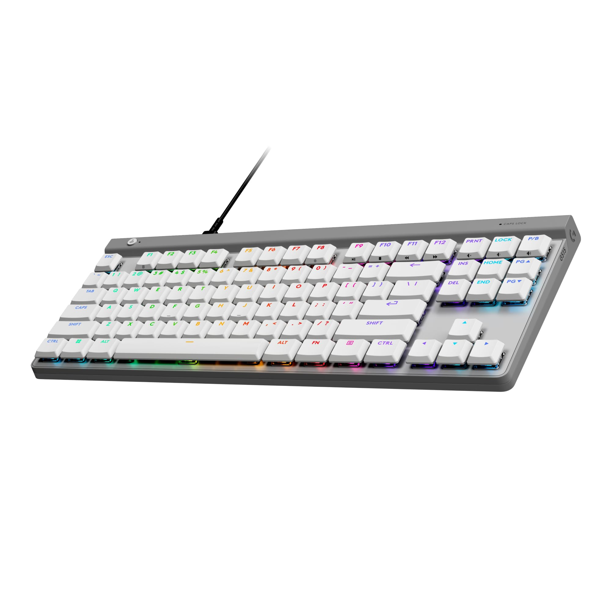Logitech G515 TKL Wired Low Profile Gaming Keyboard, Fully Customizable RGB, Double-Shot PBT Keycaps, Tactile/Brown Switches - White