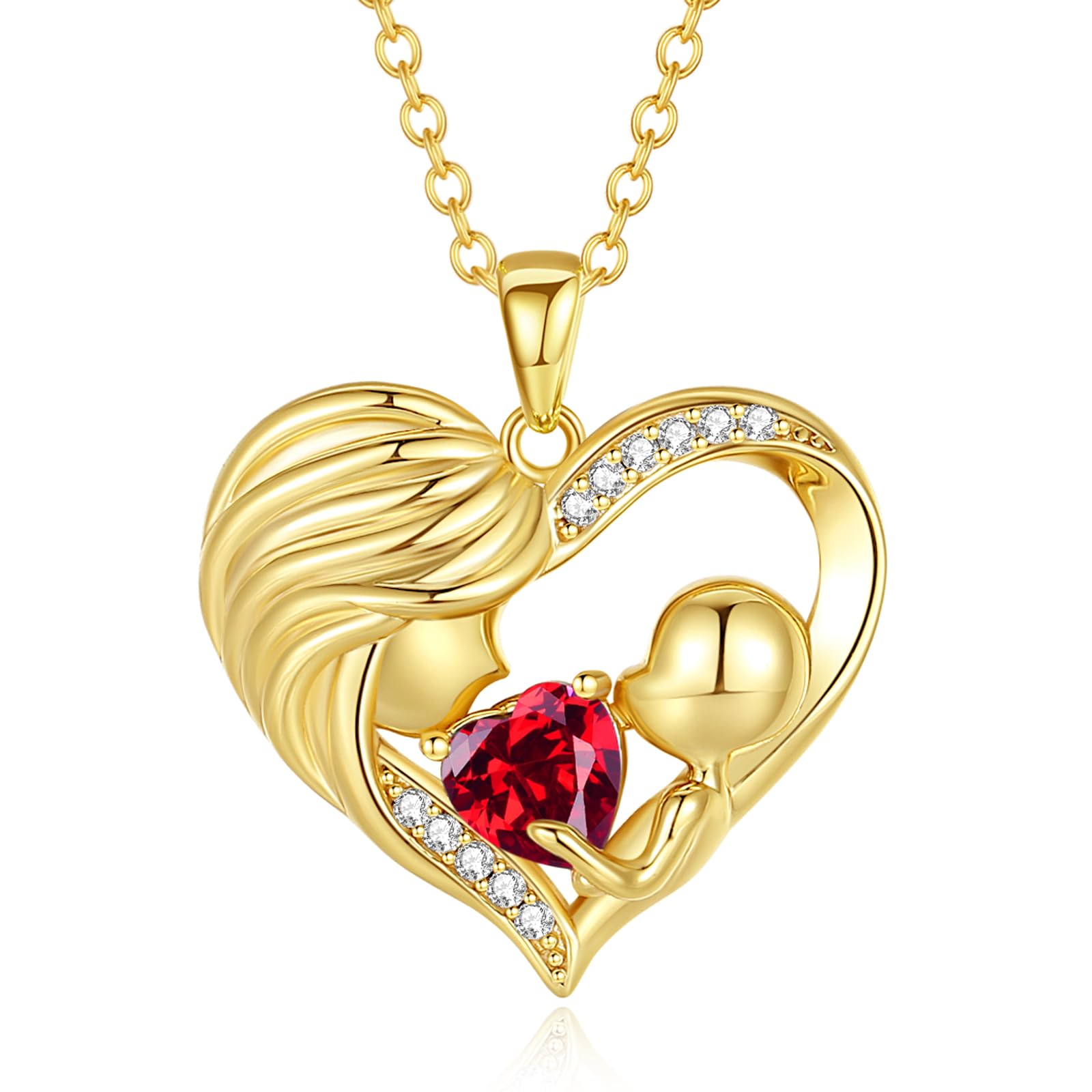 FANCIME Collier avec pendentif en forme de cœur en argent sterling 925 pour maman et enfant - Cadeau de fête des mères - Cadeau d'anniversaire pour maman et femme