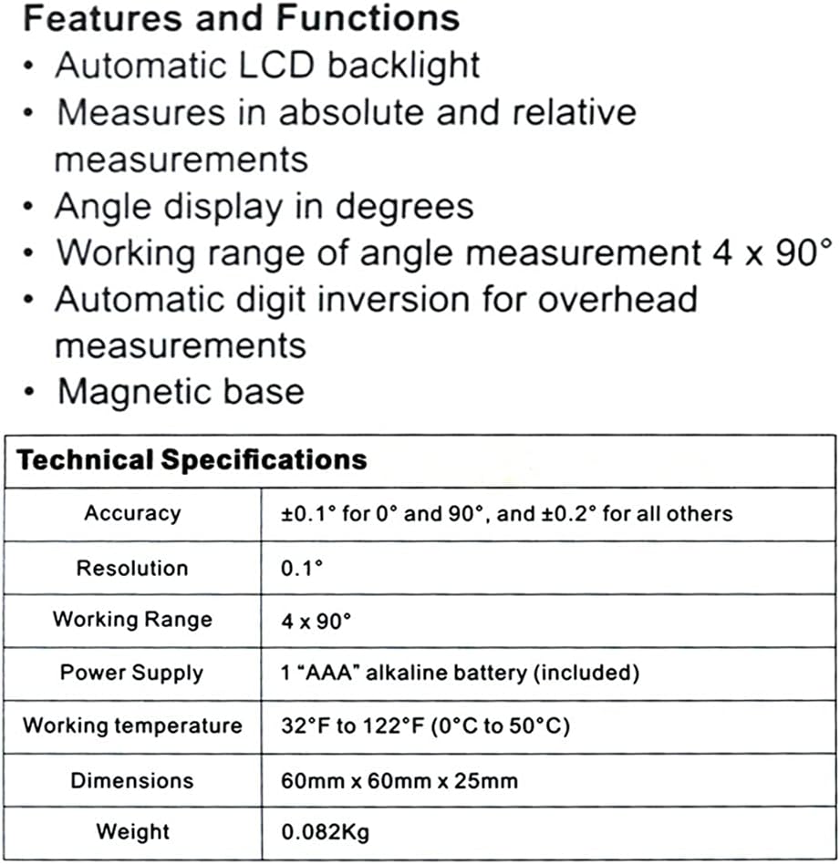 Red Digital Protractor Inclinometer Level Box Digital Angle Finder Bevel Box with Magnet Base