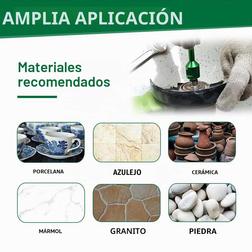 Brocas Diamante Porcelanico Kit 11 Piezas - 6/6/8/25/35/50/68mm Brocas, 10mm Fresa, 50mm Broca Chaflan, 115mm Disco Diamante, Adaptador para Azulejo de Cerámica Porcelana Mármol Granito